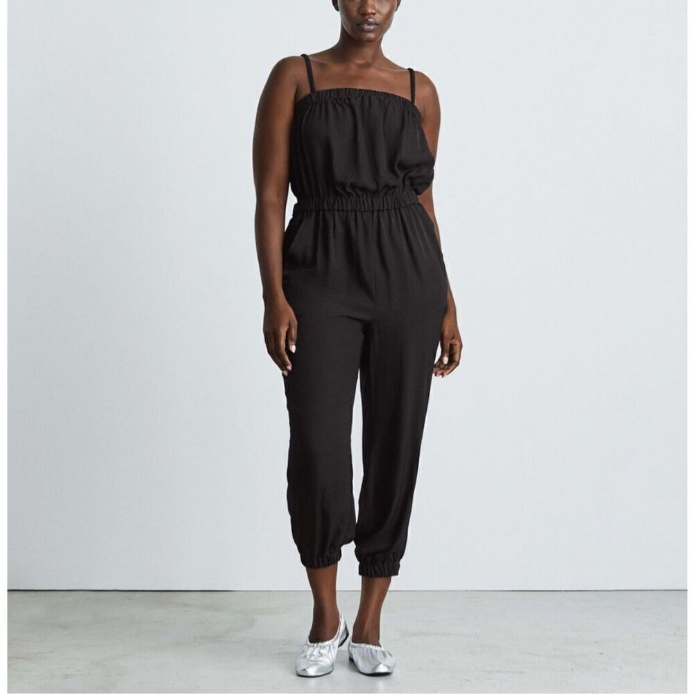 Everlane Black Elastic Sleeveless Cropped Romper The Party of One Jumpsuit XS